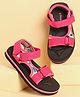 Pine Kids Velcro Closure Sandals with Leaves Print - Pink