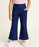Arias Cotton Elastane Full Length Solid Color Bootcut Denim Jeggings - Navy Blue