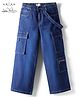 Arias Cotton Elastane  Woven Full Length Solid Color Denim Jeans With Cargo Pockets - Blue