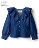 Arias Cotton Woven Full Sleeves Washed Denim Top With Ruffles - Blue