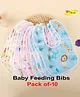 JOY BUZZ Joy Buzz Waterproof Feeding Bibs with Snap Button Closure Printed Pack of 10- Multicolor