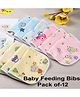 JOY BUZZ Joy Buzz Waterproof Feeding Bibs with Snap Button Closure Printed Pack of 12- Multicolor