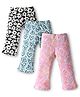 CUCUMBER Cotton Knit Full Length Lounge Pants With Heart & Floral Print Pack of 2 - Lilac Light Blue & Black