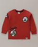 CUCUMBER Sinker Knit Full Sleeves T-Shirt with Space Theme Print - Red