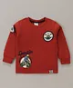 CUCUMBER Sinker Knit Full Sleeves T-Shirt with Space Theme Print - Red