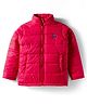 Pine Kids Woven Full Sleeves Front Open Quilted Jacket with High Neck - Dark Red