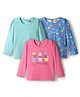 Babyhug 100% Cotton Knit Full Sleeves T-Shirts with Floral & Polka Dots Print Pack of 3 - Pink Blue & Sea Green
