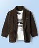 Dapper Dudes Full Sleeves Textured Corduory Blazer With Typography Printed Tee Set - Olive