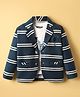Dapper Dudes Full Sleeves Striped Blazer With Typography Printed Tee - Royal Blue