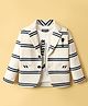 Dapper Dudes Full Sleeves Striped Blazer With Typography Printed Tee - Cream