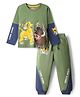 Babyhug Disney Single Jersey Knit Full Sleeve T-Shirts & Jogger with Lion King Graphic & Cut & Sew Design - Green & Blue
