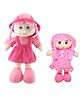 Tickles Cute Soft Stuffed Plush Mother & Daughter Smiling Doll For Kids Girls Birthday Gift, Set of 2 (Color & Dress Design May Vary; Size: 35 & 23 cm)