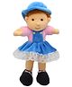 Tickles Soft Doll With Frock, Cap & Shoes Stuffed Plush Toy for Kids Girls Birthday Gift (Color: Blue, Size: 33 cm)