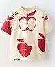 Googo Gaaga Cotton Knit Half Sleeves Apples Printed Tee - Cream