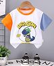 Googo Gaaga Cotton Knit Half Sleeves Baby Dragon Printed Colour Blocked Tee - White