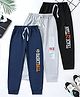 Googo Gaaga Cotton Knit Pack Of 3 Typography Printed Pajamas - Grey Navy Blue & Black
