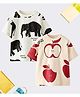 Googo Gaaga Cotton Knit Pack Of 2 Half Sleeves Elephant & Apple Printed Tees - Cream & White