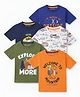 Googo Gaaga Cotton Knit Pack Of 5 Half Sleeves Cars & Typography Printed Tees - Multi Colour