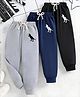 Googo Gaaga Cotton Knit Pack Of 3 Dinosaurs Printed Pajamas - Grey Navy Blue & Black