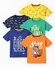 Googo Gaaga Cotton Knit Pack Of 5 Half Sleeves Tiger & Typography Printed Tees - Multi Colour