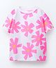 Googo Gaaga Cotton Knit Half Sleeves Floral Printed Tee - White