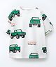 Googo Gaaga Cotton Knit Half Sleeves Jeep Printed Tee - White