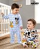 Babyhug Disney 100% Cotton Full Sleeves Footed Sleepsuit With Mickey & Friends Graphic Pack Of 2 - Multi Colour