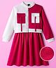 Hola Bonita Knit Full Sleeves Textured Fabric Frock With Jacket - Pink