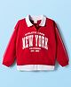 Babyhug Cotton Knit Full Sleeves Overlapped Sweatshirt With New York Print - Red