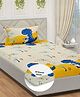 Filymore Dinosaur Elastic Fitted bedsheet for single bed 240 TC made with pure microfiber 1 bedsheet and 1 pillow covers (Size 72x36 inches) fit up to 6 inches mattress(Colour-Ivory and Yellow)