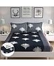 FILYMORE Black Leaf Elastic Fitted Bedsheet for Double Bed 240 TC Made With Pure Microfiber 1 Bedsheet and 2 Pillow Covers (Size 72x72 Inches)fit Up to 6 Inches Mattress(Colour-Black and Grey)
