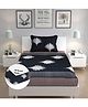 FILYMORE Black Leaf Elastic Fitted Bedsheet for Single Bed 240 Tc Made With Pure Microfiber 1 Bedsheet and 1 Pillow Covers (Size 72x36 Inches)fit Up to 6 Inches Mattress(Colour-Black and Grey)