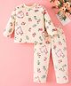 Mark & Mia Full Sleeves Co-Ord Winter Wear Night Suit with Bunny & Floral Print - Cream