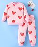 Mark & Mia Full Sleeves Co-Ord Winter Wear Night Suit with Strawberry Print - Pink