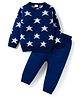 Babyhug Knit Full Sleeves Sweater Set with Star Design - Navy Blue