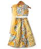 Teentaare Cotton Woven Sleeveless Floral Printed Choli Lehenga Set with Dupatta & Lace Detailing - Yellow