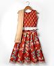 Teentaare Cotton Woven Sleeveless Floral Printed Choli Lehenga Set with Dupatta - Rust Orange