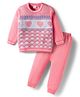 Babyhug Knitted Full Sleeves Sweater Set With Heart Design - Pink