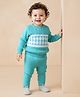 Babyhug Knit Full Sleeves Sweater Set With Cable Knit Design - Aqua Blue