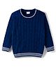 Babyhug Knitted Full Sleeves Pullover Sweater With Cable Knit Design - Navy Blue