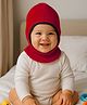 Babyhug Knit Solid Color Woollen Monkey Cap Red - Diameter 13 cm