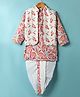 Teentaare Cotton Woven Full Sleeves Kurta Dhoti Set with Jacket & Floral Print - Multicolor