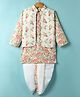 Teentaare Cotton Woven Full Sleeves Kurta Dhoti Set with Jacket & Floral Print - Multicolor