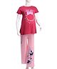 Bella Mama Disney Cotton Knit Half Drop Shoulder Sleeves Oversized Night Suit with Minnie Mouse Graphics - Pink