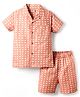 Dapper Dudes Half Sleeves Polar Bear Printed Shirt &  Coordinating Shorts Set - Orange