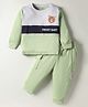 Child World Interlock Knit Full Sleeves T-Shirt & Joggers Set with Bear Print - Olive Green