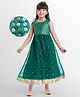 EARTHY TOUCH Woven Sleeveless Ethnic Dress with Sequin & Lace Detailing - Teal Blue