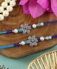 Asthetika Set Of 2 Oxidized Flower Evil Eye Rakhis With Roli Chawal - Blue