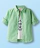Babyhug Cotton Woven Full Sleeve Stripe Shirt With T-Shirt - Green