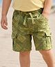 Babyhug Twill Woven Above Knee Length Bermuda With Mountain Print - Olive Green